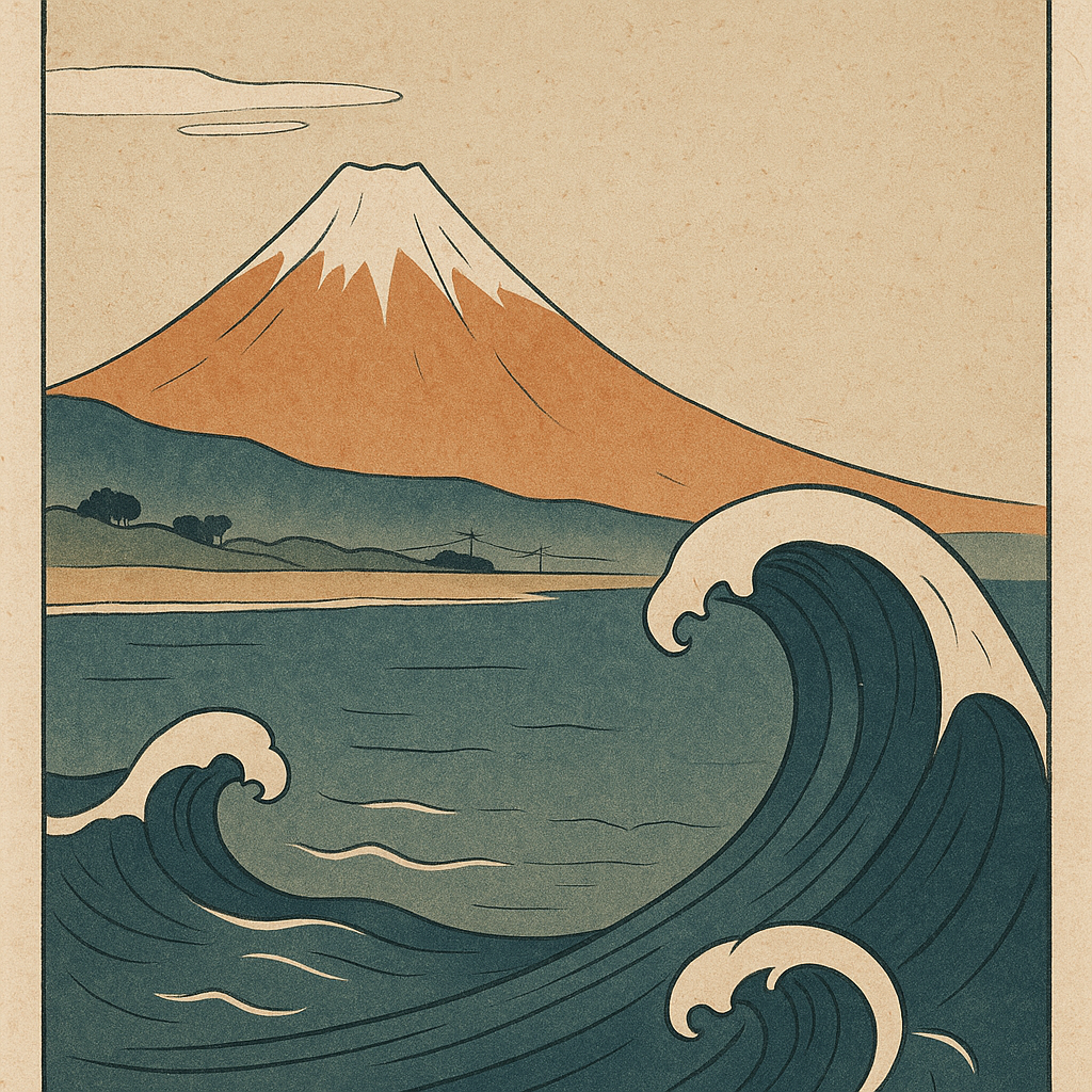Modern poster featuring traditional Japanese motifs