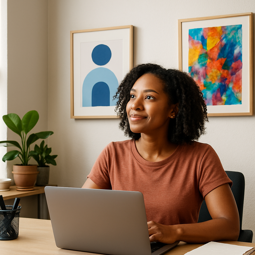 Inspiring wall art decorating a home workspace for better focus