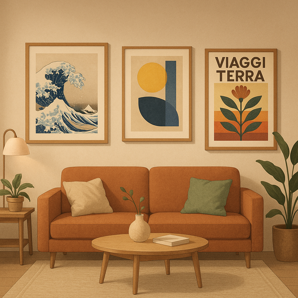 Serene nature-inspired print in a peaceful living space