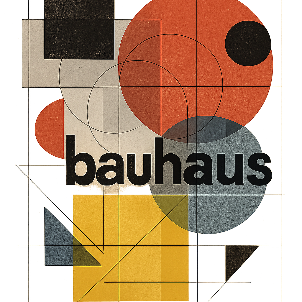 Famous Bauhaus poster design by Herbert Bayer showcasing minimalist geometric composition and innovative typeface