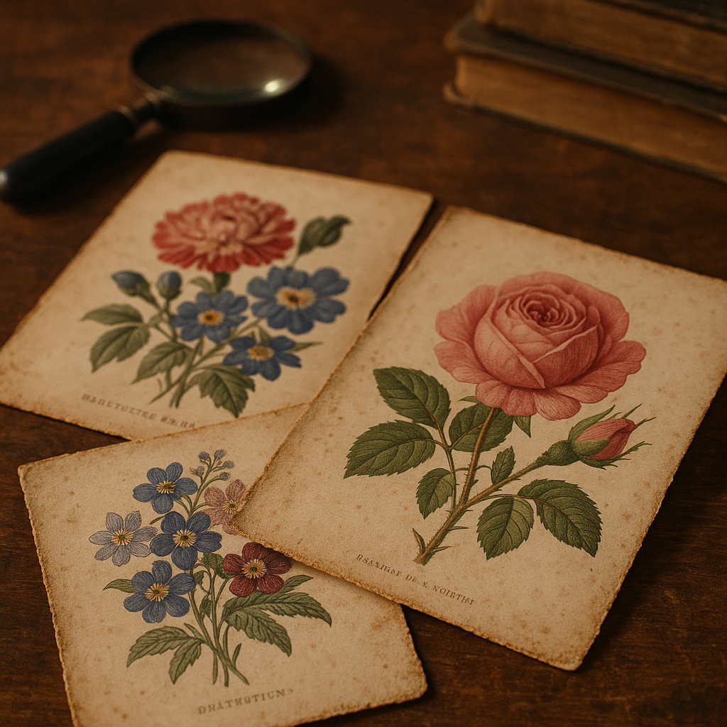 Collection of vintage botanical prints creating a gallery wall