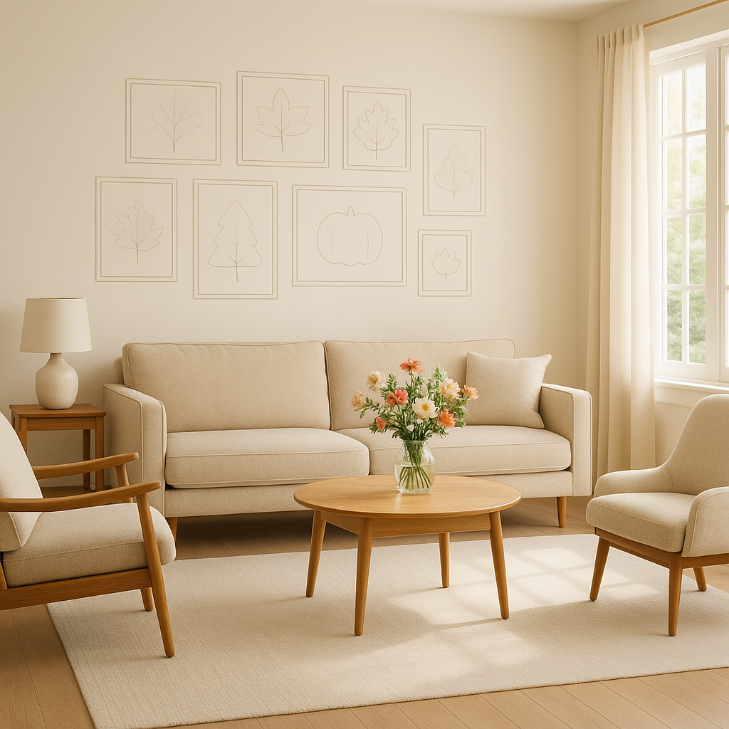 Spring wall art featuring soft pastel colors and fresh floral prints in modern living room