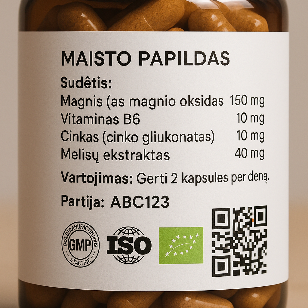 Sertifikatai ir kokybės ženklai papilduose 3 Close-up