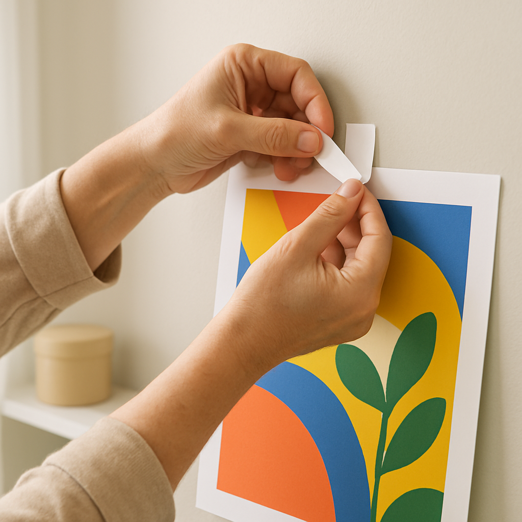How to hang posters using adhesive strips