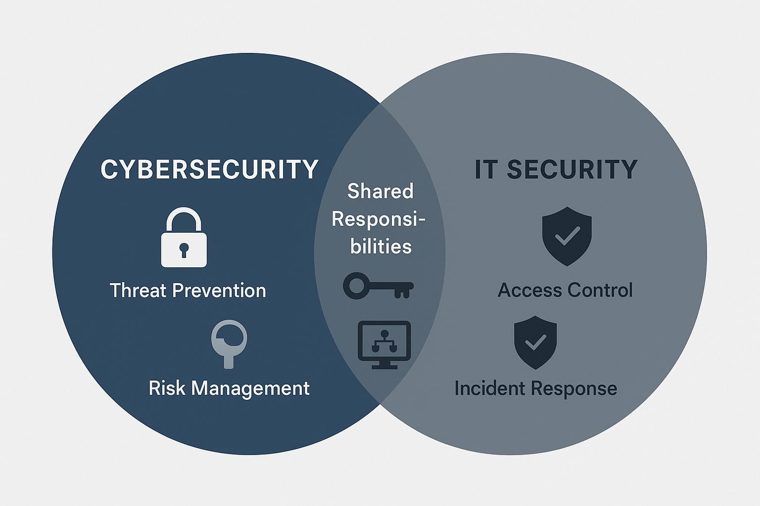 Kibernetinio ir IT saugumo persidengimo Venno diagrama