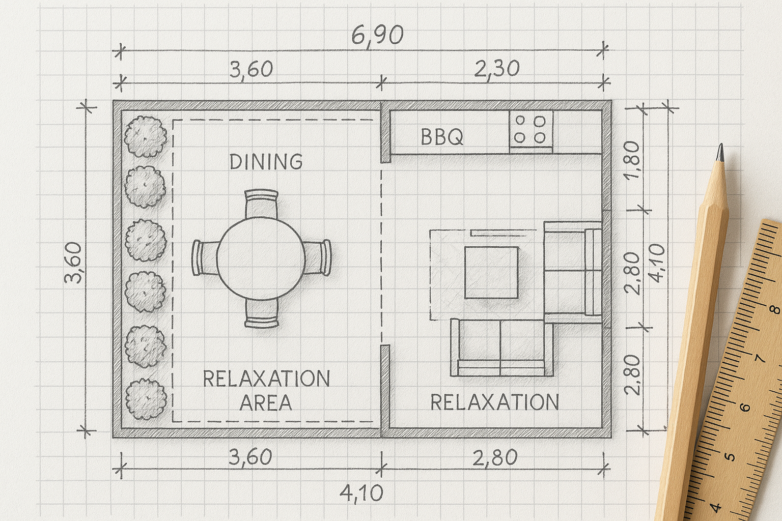 Terasos zonų planavimas