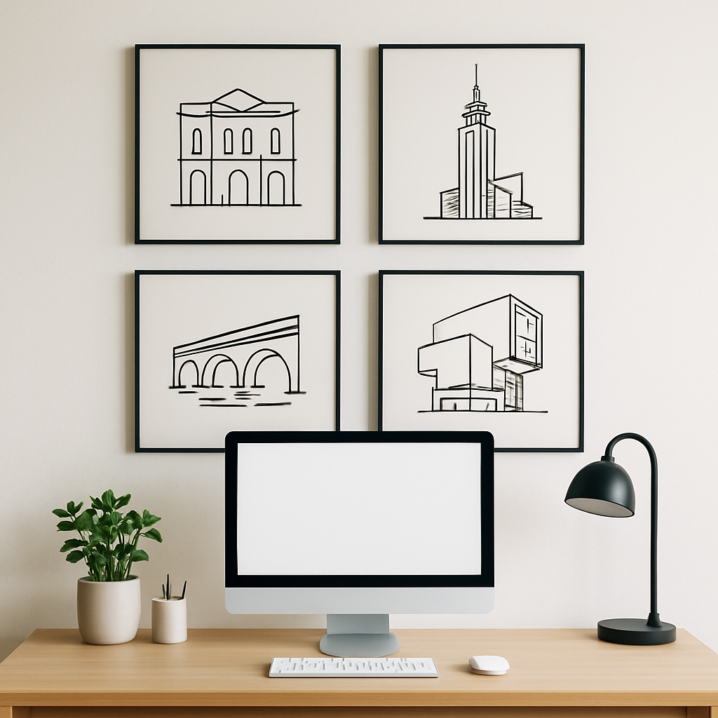 Elegant line art wall decor featuring botanical designs
