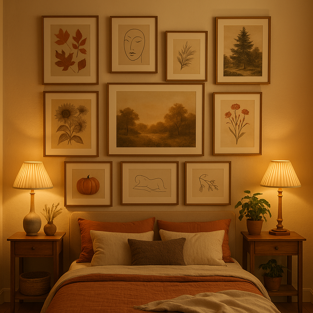 Sophisticated bedroom decorated with minimalist art style