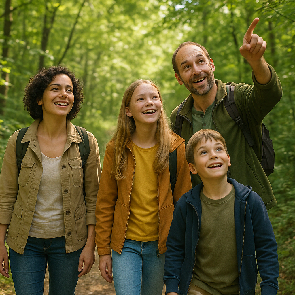Šeima leidžia laiką gamtoje